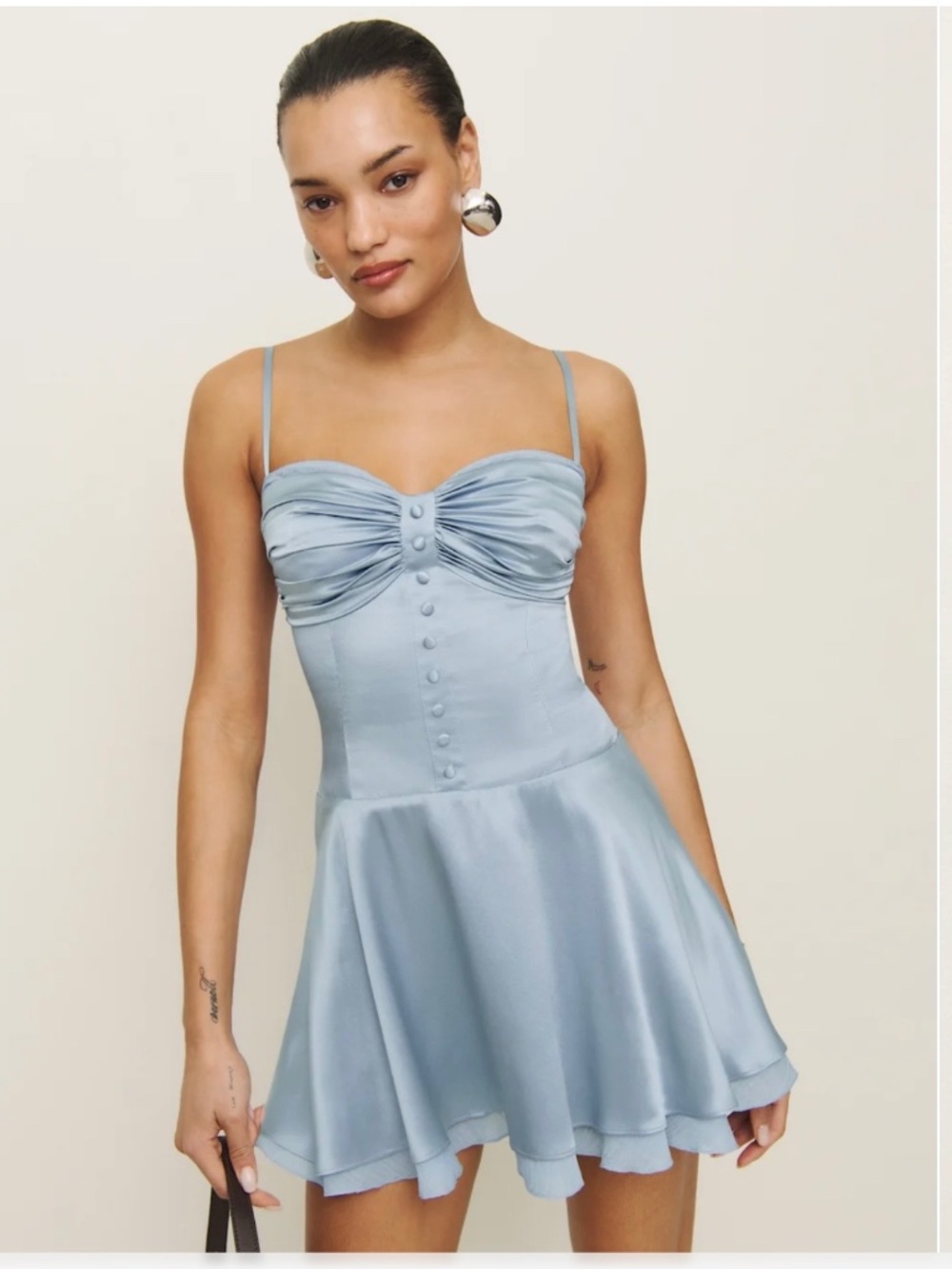 Reformation Ursula Silk Dress Blue - Picture 1 of 4
